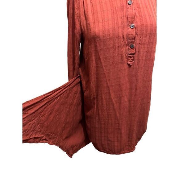 Anthropologie Maeve Bloomsbury Tie Front Dress Rust Red 1/4 Button up Hi Lo Sz 6 - Picture 5 of 9